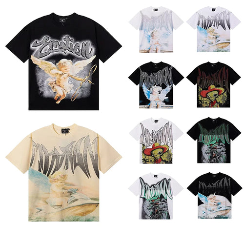 Top Quality Heavyweight 100%cotton Tshirt Mixed Emotion Retro Loose T Shirt Hot Brick Graffiti Printed Rhinestones Men's T-shirt - Buy  Product on Alibaba.com