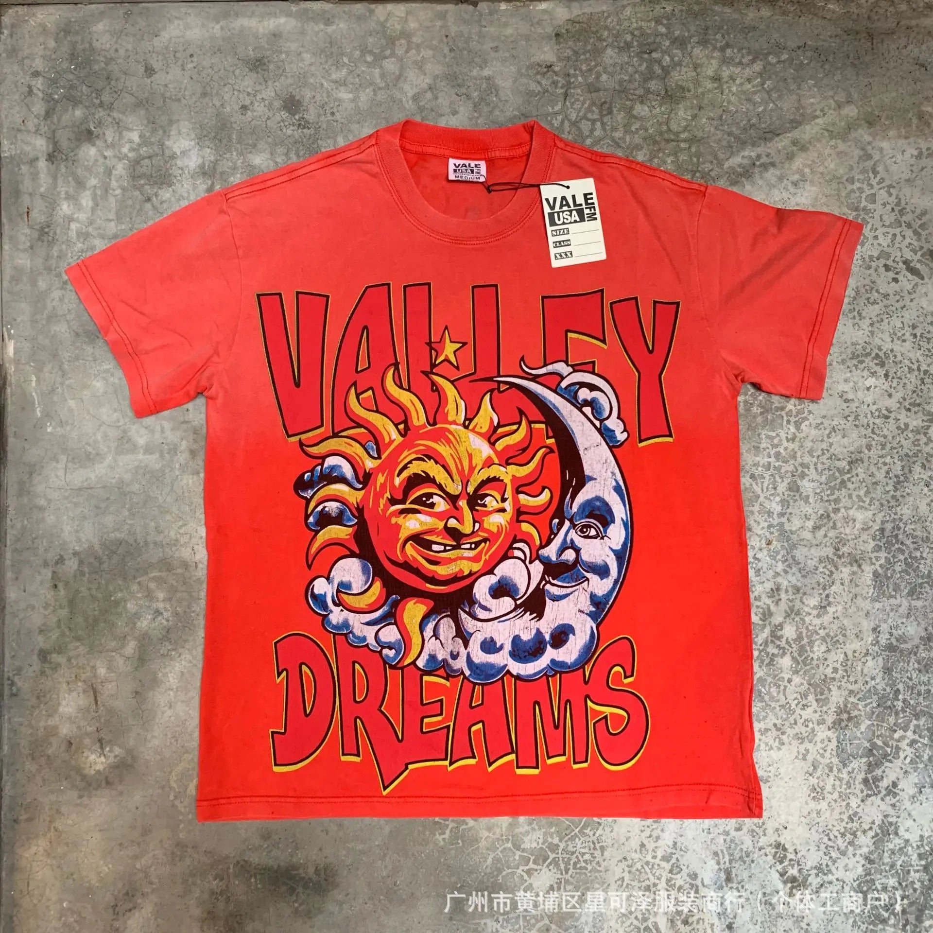 Vale Sports Men's European American Hip Hop Style 100% Cotton Loose Short Sleeve Tee Shirt Valley Dreams Washed Old Print - Buy Short Sleeve Men's Tee Shirt
hip Hop Style T-shirt
loose Fit Men's T-shirt
o-neck T-shirt For Men
100% Cotton T-shirt
o-neck Me
