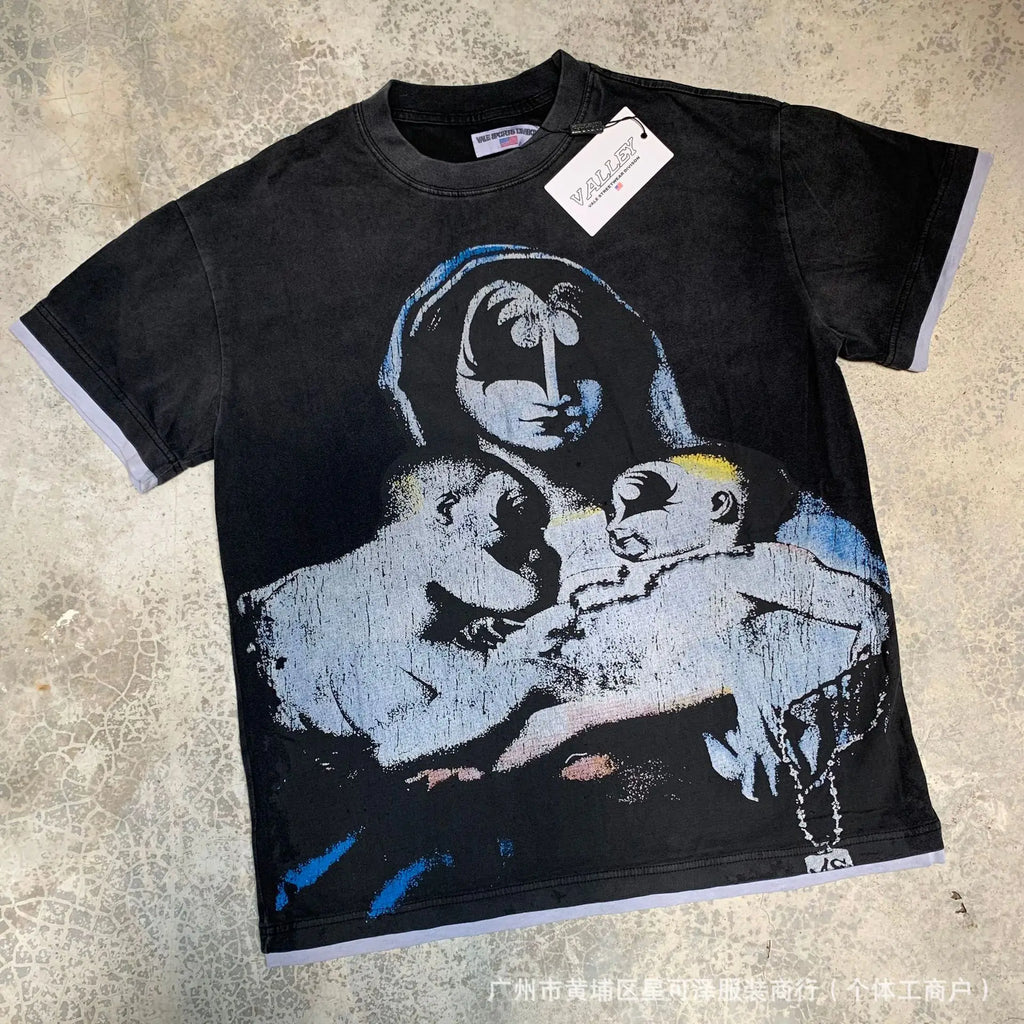 Vale Sports Men's European American Hip Hop Style 100% Cotton Loose Short Sleeve Tee Shirt Valley Dreams Washed Old Print - Buy Short Sleeve Men's Tee Shirt
hip Hop Style T-shirt
loose Fit Men's T-shirt
o-neck T-shirt For Men
100% Cotton T-shirt
o-neck Me