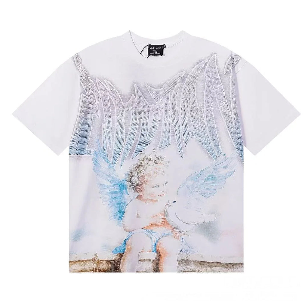 Top Quality Heavyweight 100%cotton Tshirt Mixed Emotion Retro Loose T Shirt Hot Brick Graffiti Printed Rhinestones Men's T-shirt - Buy  Product on Alibaba.com