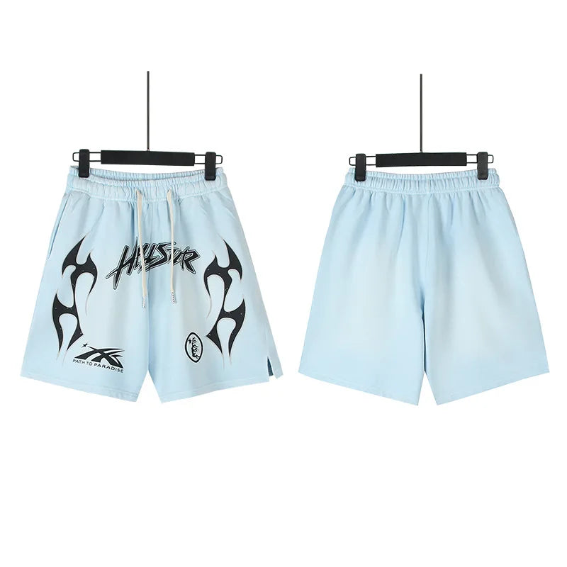 New European American Trendy Brand Hip Hop Style Cotton Washed Distressed Flame Print Casual Plus Size Knee-length Shorts - Buy  Product on Alibaba.com