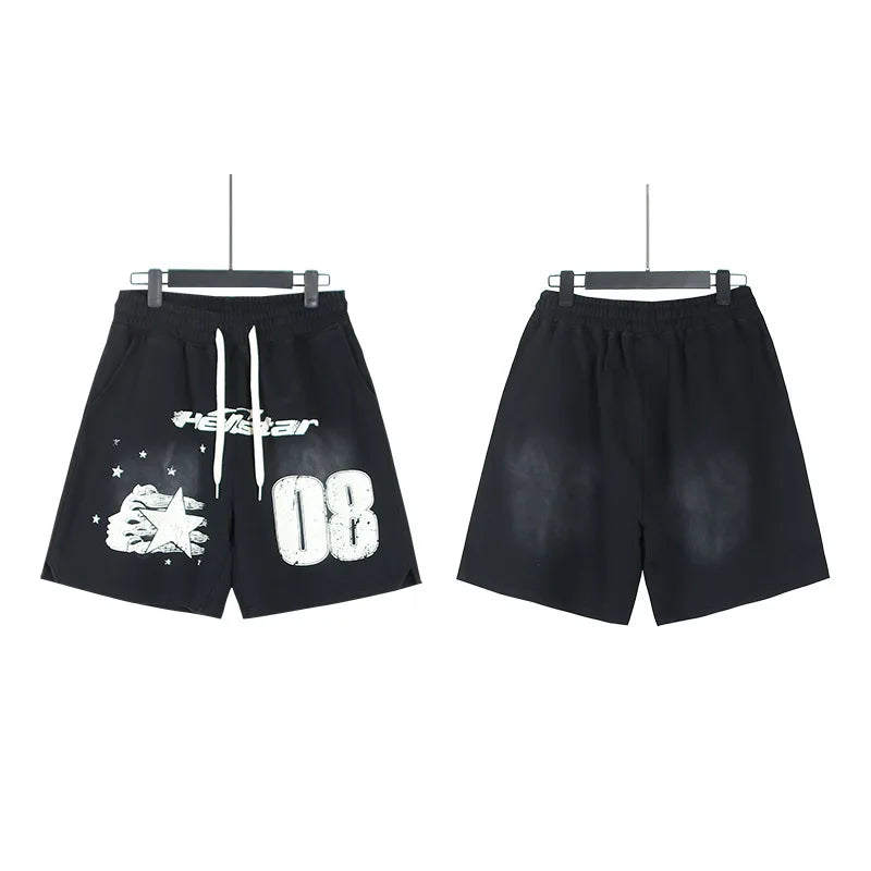 New European American Trendy Brand Hip Hop Style Cotton Washed Distressed Flame Print Casual Plus Size Knee-length Shorts - Buy  Product on Alibaba.com