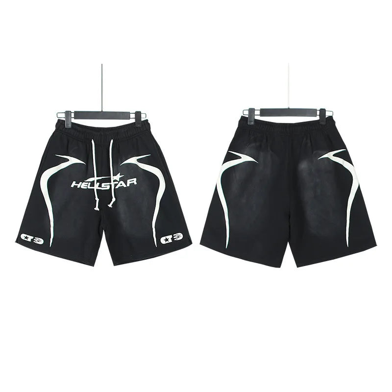New European American Trendy Brand Hip Hop Style Cotton Washed Distressed Flame Print Casual Plus Size Knee-length Shorts - Buy  Product on Alibaba.com