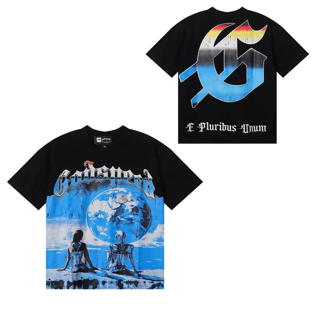 Hych Godspeed Shirt Original Quality 100%cotton Street Wear Oversized Drop Shoulder Short Sleeve Vintage Printed T For Men - Buy  Product on Alibaba.com