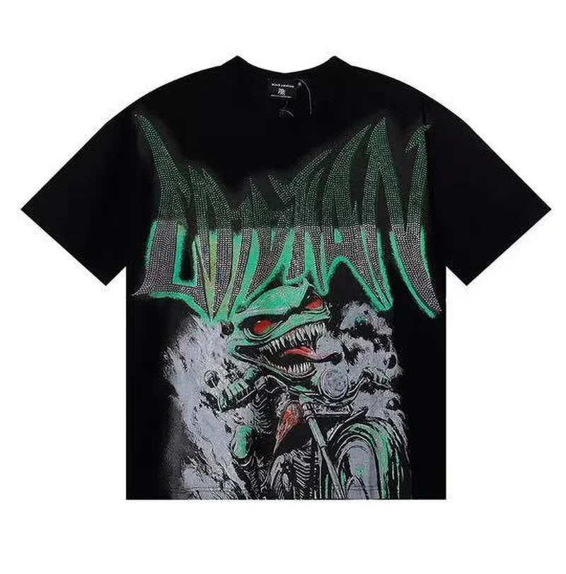 Top Quality Heavyweight 100%cotton Tshirt Mixed Emotion Retro Loose T Shirt Hot Brick Graffiti Printed Rhinestones Men's T-shirt - Buy  Product on Alibaba.com