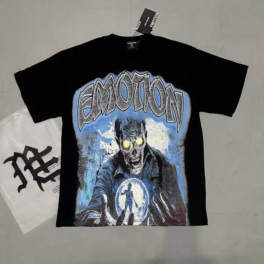 Top Quality Heavyweight 100%cotton Tshirt Mixed Emotion Retro Loose T Shirt Hot Brick Graffiti Printed Rhinestones Men's T-shirt - Buy  Product on Alibaba.com